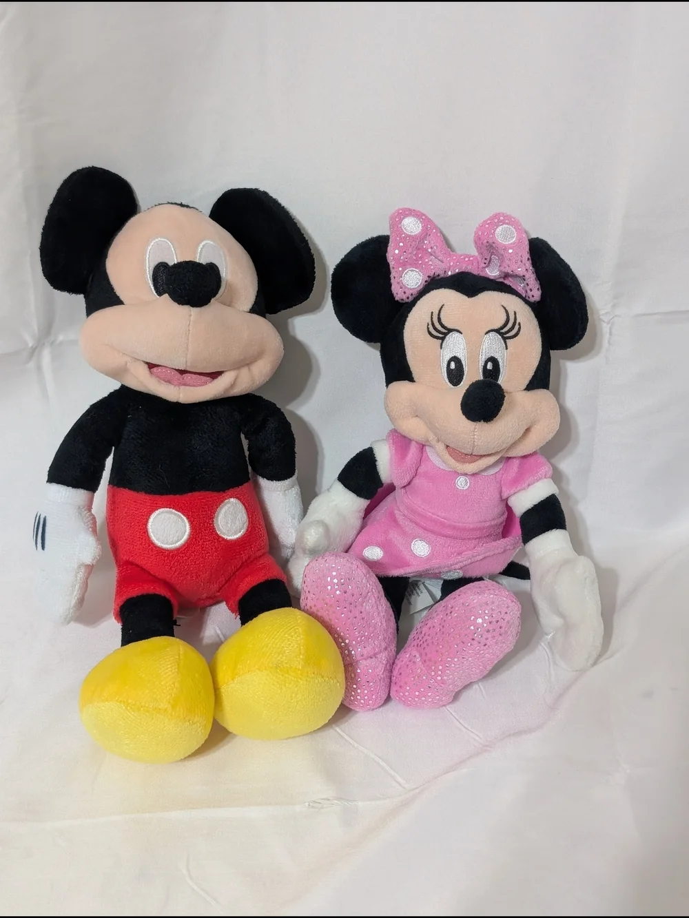 Disney Mickey & Minnie Plush Pair - Black, Red, Yellow, Pink